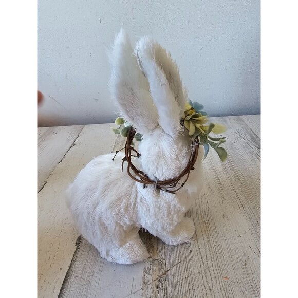 Vintage Pier 1 Easter sisal bottle brush rabbit Bunny white flowers spring Easte - Picture 4 of 8